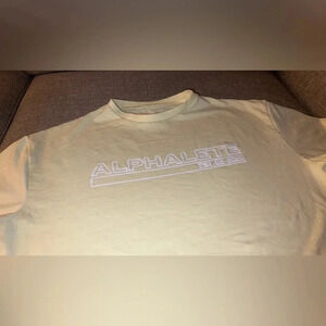 💥sale alphalete logo women’s yellow short sleeve round neck crop top t-shirt XS